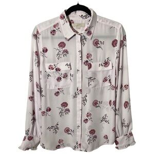 LOFT Women’s Blouse‎ Long Sleeve Hidden Button Down Light Purple Lilac Medium